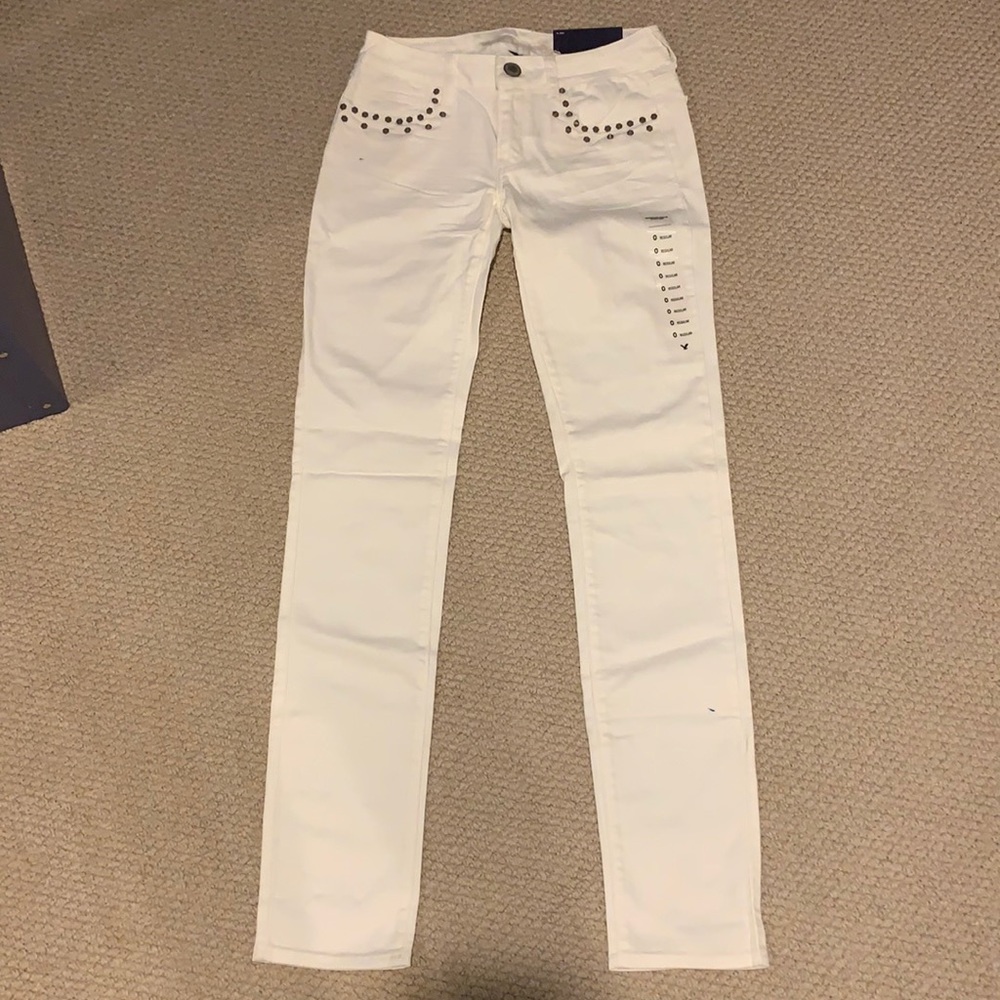 White Studded Skinny Jeans - Women's